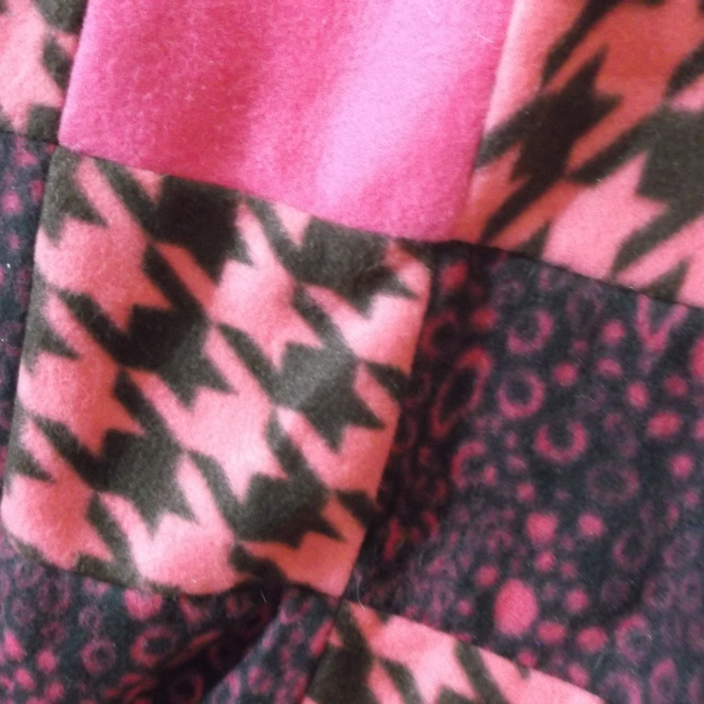 Pink Brown Blk Fleece Flannel Quilt Lap Baby Car - Picture 2 of 3